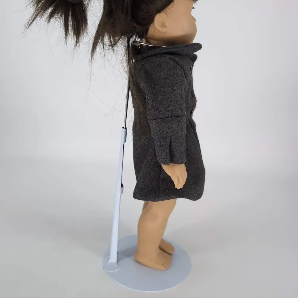 Unbranded Gray Grey Button Down Doll Long Sleeve Winter Coat for 18